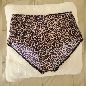 Ruffled Highwaisted Cheetah Print Bikini Bottoms